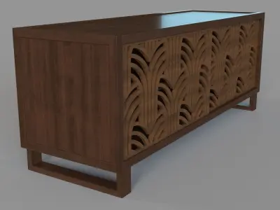 Art Deco TV Stand Credenza Brown 3D model