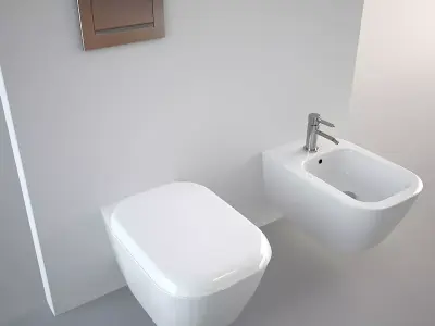 Pozzi Ginori Toilet and Bidet Q3 Wall Hung 3D model