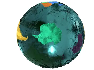 Earth Water 3D Globe Regions  Low-poly 3D model