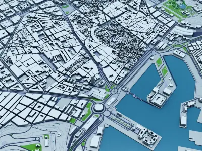 Barcelona with Terrain 3D model