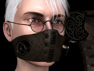 Steampunk Aviator Low-poly 3D model