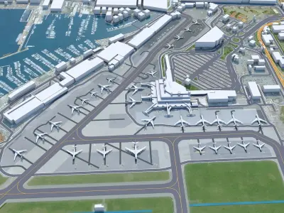 Genoa Cristoforo Colombo Airport 10km Low-poly 3D model