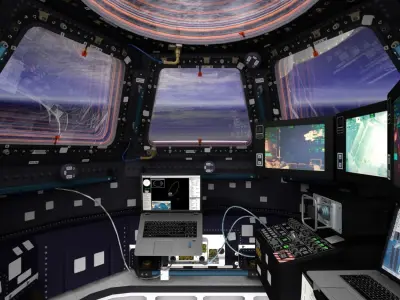 ISS Cupola module interior and exterior Low-poly 3D model