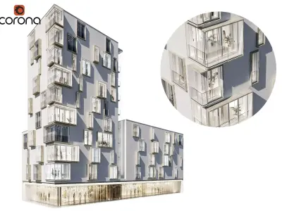 Modern residential building 02 3D model