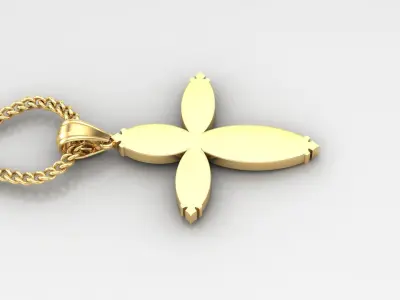 Light Gold 18K Cross Pendant 1CP054 3D print model