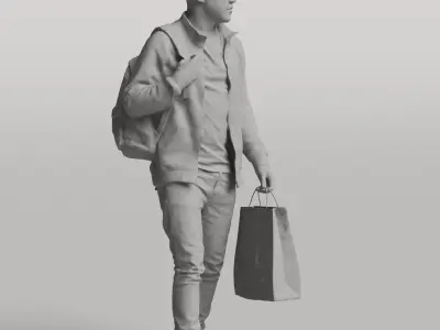 Humano Casual man walking and shopping 0407 3D model