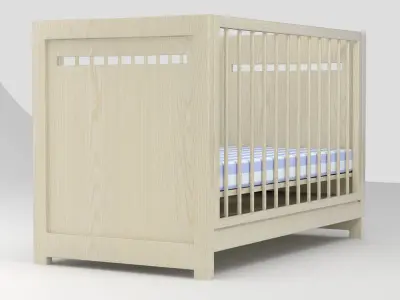 Crib Model baby with stripe 3D model