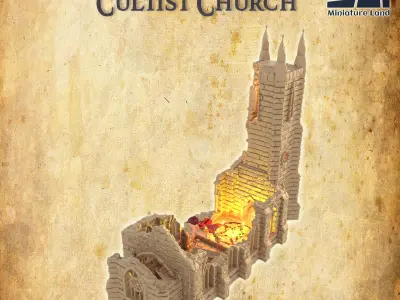 Cultist Church Tabletop Terrain 28 MM 3D print model