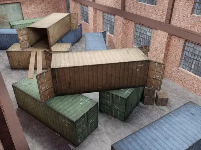 FPS Map - Warehouse Low-poly 3D model