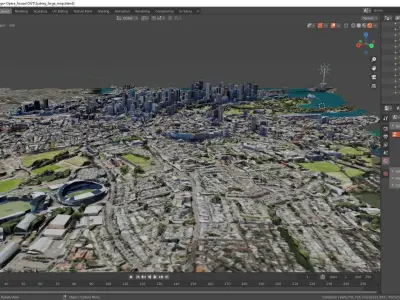 Sydney Large map with Texture Low-poly 3D model