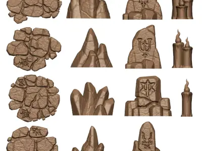 32mm Tabletop Scenery Demonic Temple Basing Bits 3D print model