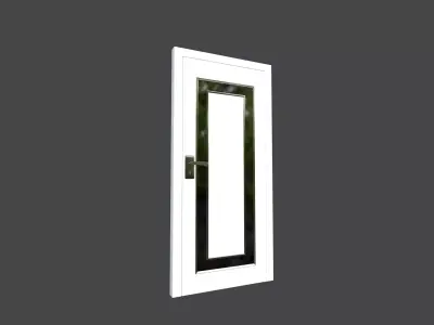 White Modern Door with Black Glass Panel 3D model