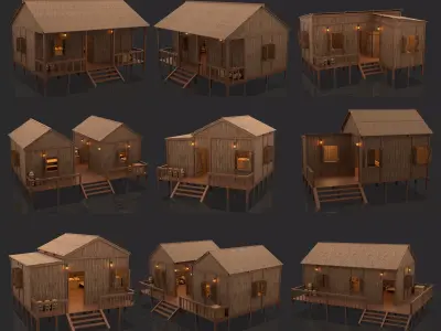 Medieval Fantasy Houses Collection  3D Model Pack