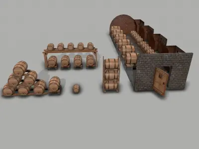 Wine Cellar PBR  Low-poly 3D model