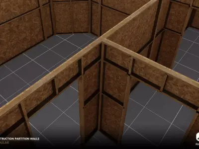 Modular - Construction Partition Walls - Blender and FBX Low-poly 3D model