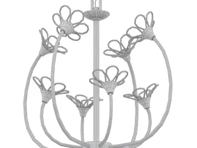 DOMINICA brass chandelier with clear glass flowers 3D model