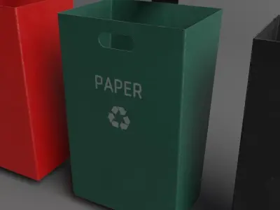 Street Trash Can Low-poly 3D model purchase