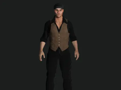 AAA 3D REALISTIC CHARACTER - EUROPEAN BOUNCER 1920 ERA NPC Low-poly 3D model