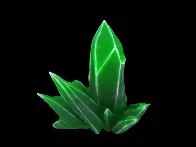 Green Grass element Crystal Gem Low-poly 3D model