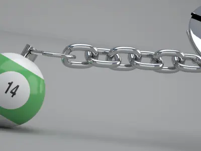 14 Snooker Ball with Keychain 3D model