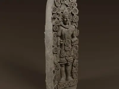 Stelae of Copan Mayan Monuments Low-poly 3D model