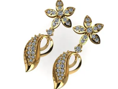 light Wight white gold diamond Earring-Nk-65ER 3D print model