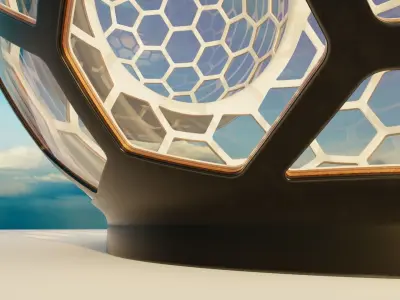 Fused Bubble glass dome with hexagon windows 3D model