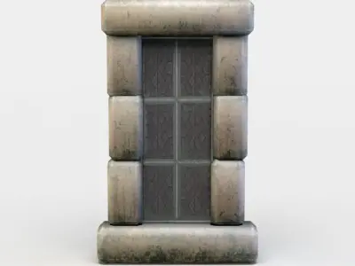 Window wooden door with glass Low-poly 3D model