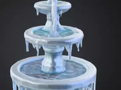 Frozen City Fountain Low-poly 3D model