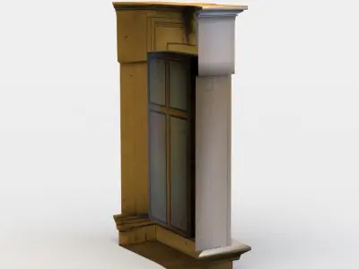 Window with wooden frame Low-poly 3D model