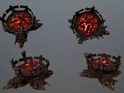 Medieval Braziers Lights   Low-poly 3D model