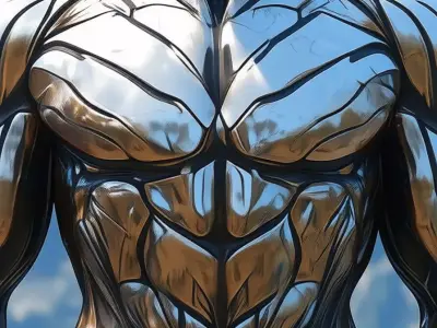 Bronze Colossus Character Muscular Metallic Figure 3D Low-poly 3D model