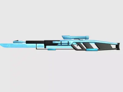 SciFi Sniper Gunblade A02 Black Blue - Fiction Weaponry Low-poly 3D model