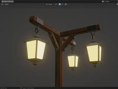 Basic Lamp Post - 3 Sided -  3D model