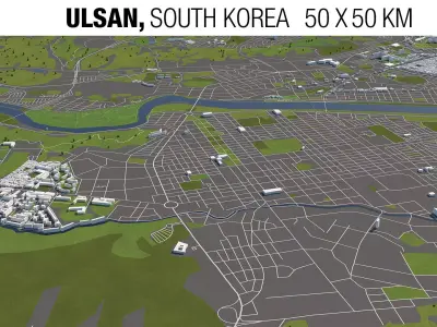 Ulsan South Korea 50x50km 3D model