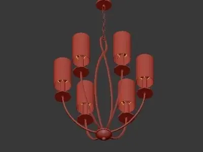 Castana Collection 6 Light Gold Chandelier with Fabric Shade 3D model