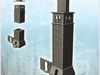 Large stone tower with adjoining wall dice tower version include 3D print model