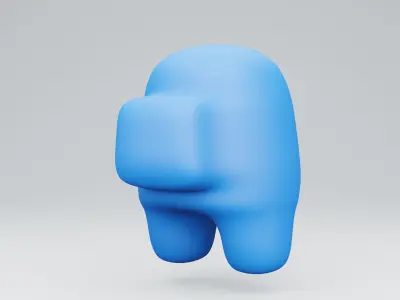 3D render Game Among Us light blue body Free 3D model