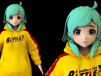 game ready Low Poly Anime Character 3