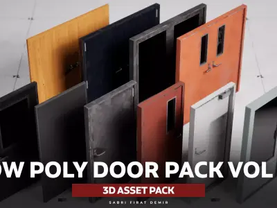 Low Polygon Door Pack Vol 01 Low-poly 3D model