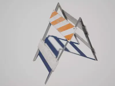  Barricade Barrier Low-poly 3D model