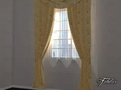 Curtains room with and window 3D model
