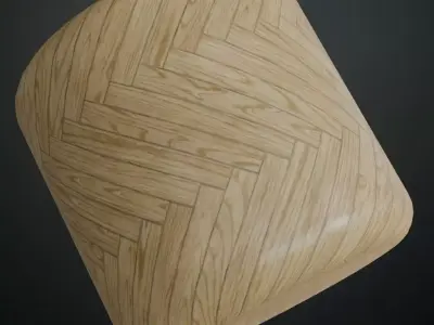 Polished Oak Herringbone Parquet PBR Seamless Texture