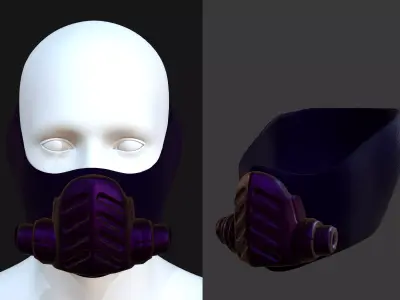 Gas mask helmet 3d model scifi Low-poly  Low-poly 3D model