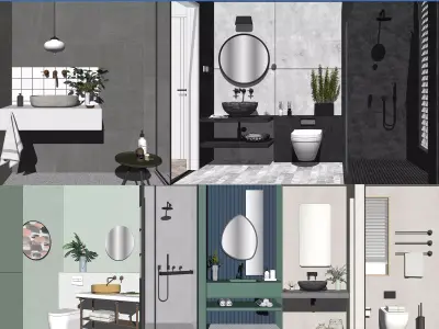 23  Sets Of  Bathroom  sketchup Model  INTERIOR DESIGN 3D model