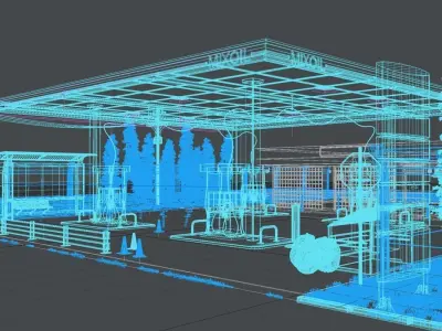 Gas Station Low-poly 3D model