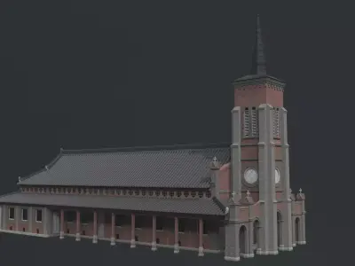 Nabawi Church Hanok Style Old Korean Church 3D model