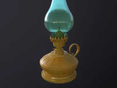 Old kerosene lamp 3D model Low-poly 3D model