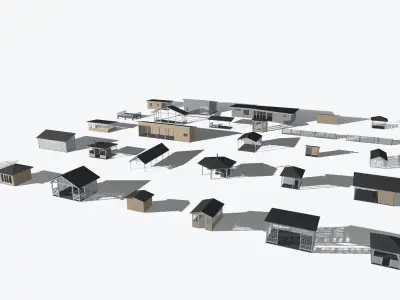 set of outbuildings Low-poly 3D model