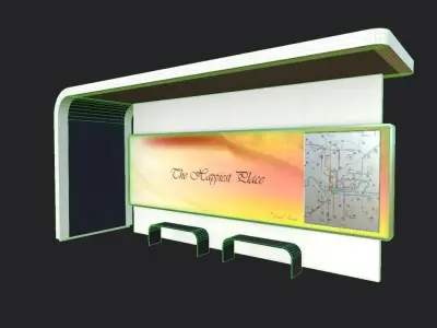 Bus Shelter 05 Low-poly 3D model